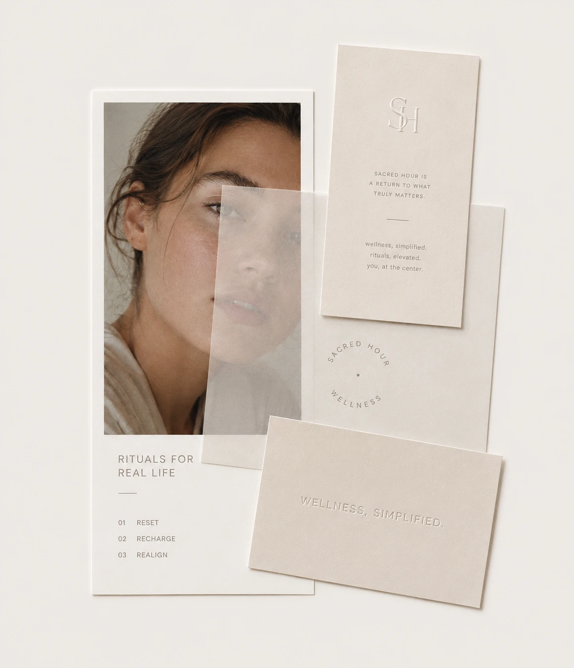 Portrait-led brand identity study for Sacred Hour