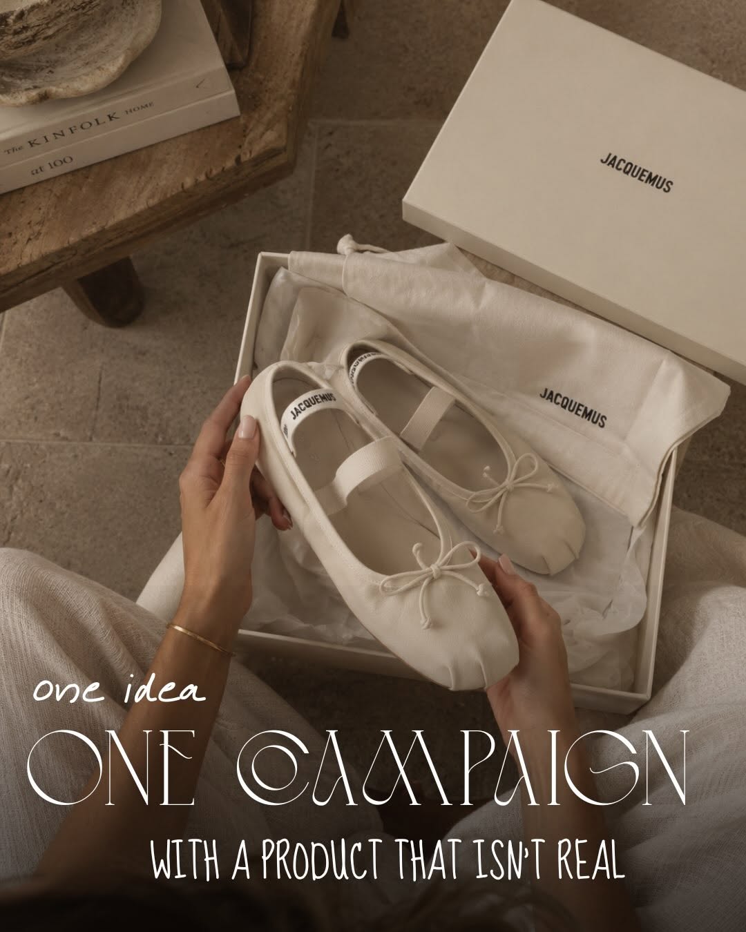 Jacquemus-inspired fictional campaign flat lay