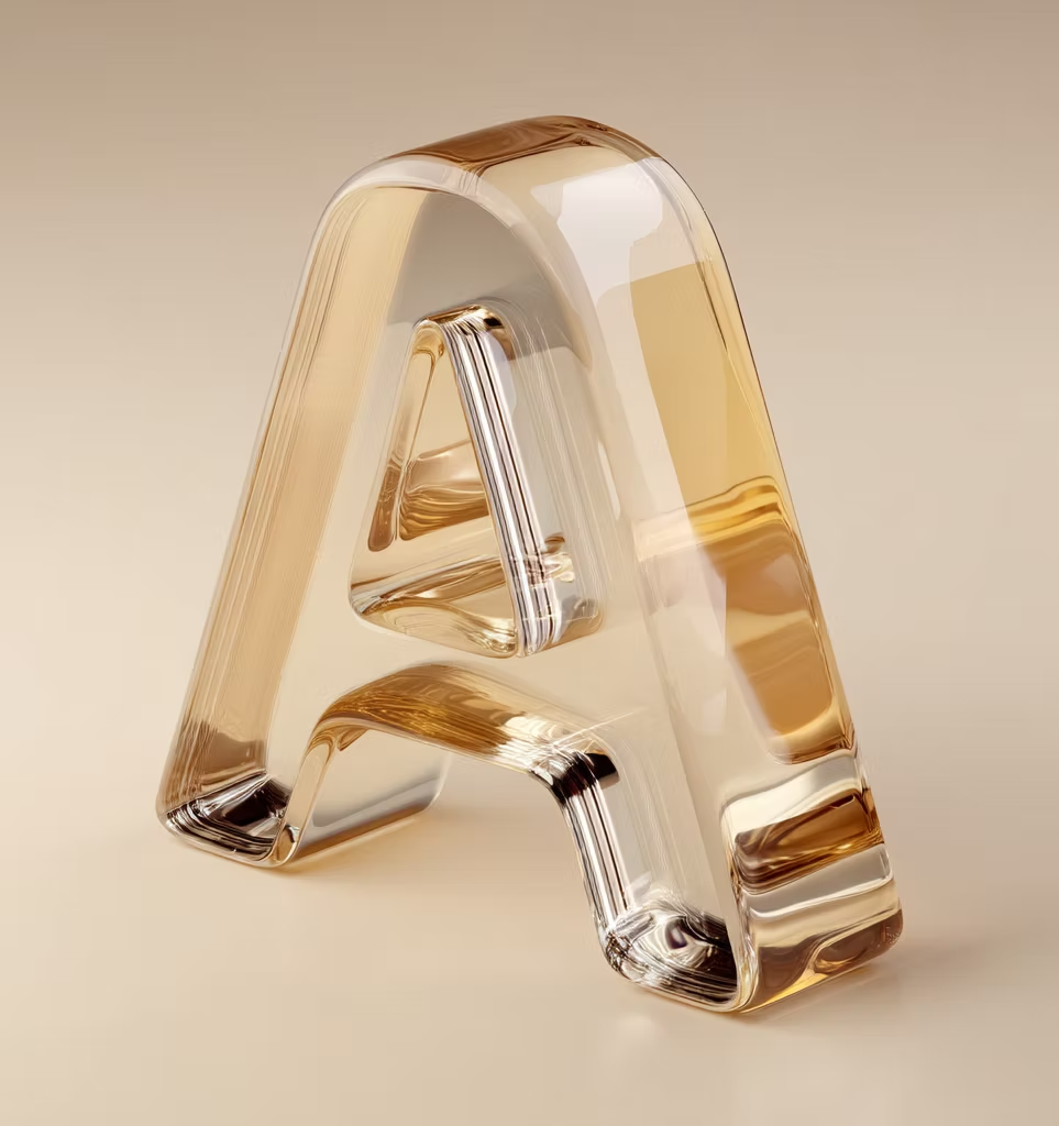 Light refracting through a sculptural glass form, a study in perspective